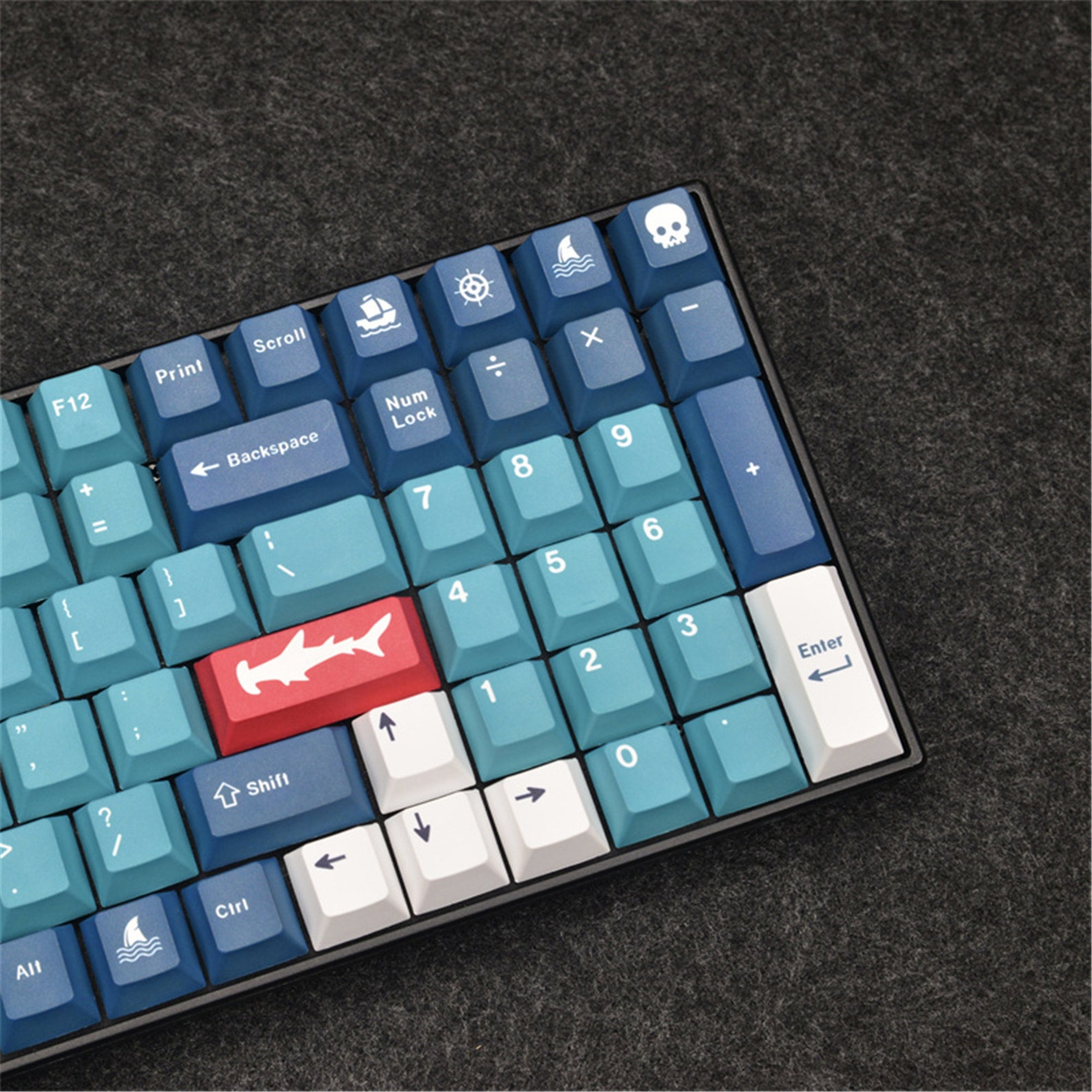 129pcs Hammerhead Shark Theme Set Dark Blue Keycaps PBT Etsy