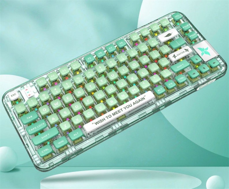 Fresh Mint Green RGB Mechanical Keyboard With Pudding Etsy