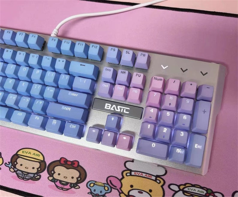 104 Keys Fantasy Gradient Purple Keyboard With PBT Keycap Etsy