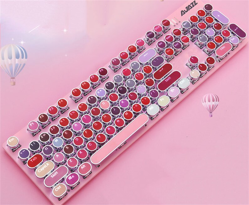 104 Keys Lipstick Theme Keyboard Retro Punk Mechanical Etsy