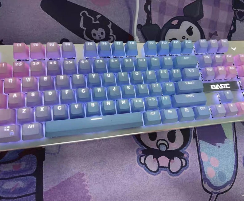 104 Keys Fantasy Gradient Purple Keyboard With PBT Keycap Etsy