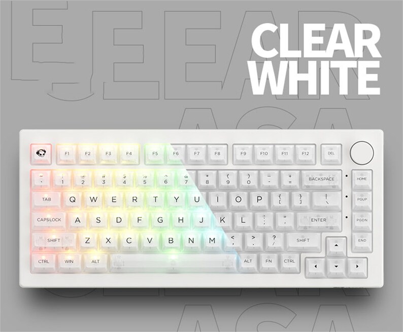 155pcs White Clear Puddingstyle Keycaps PBT Keycap KSA Etsy