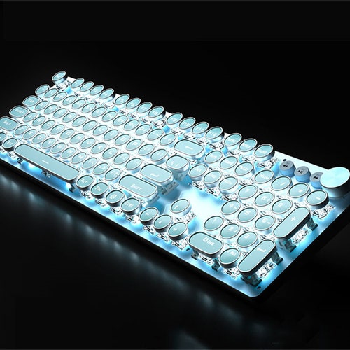 104 Keys Ice Blue Pastel Lighting Keyboard Gaming/office Etsy