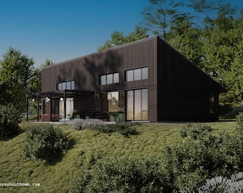 Planning Set - The Wind Down - 2 Bedroom + Loft Modern Cabin Plan