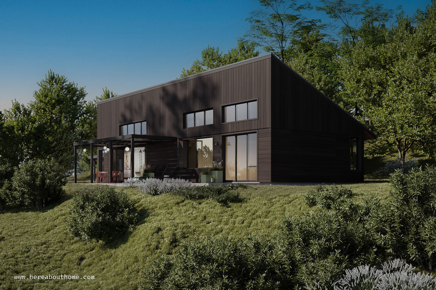 Planungsset - The Wind Down - 2 Schlafzimmer + Loft Modern Cabin Plan