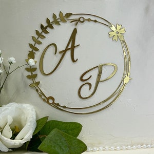 Cake topper initiale mariées doré, rose doré ou argenté
