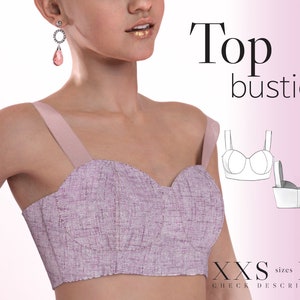 Top-bustier sewing pattern | XXS, S, M, L, XL | Instant Download |PDF - A4, A0 | Step by step photo tutorial | Easy Digital