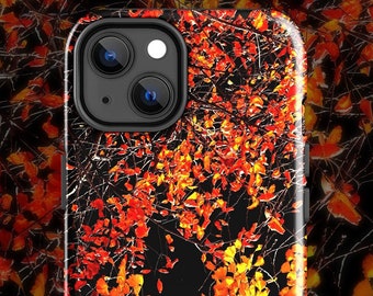 Real Gingko Fall iPhone Case Tough/Slim, Abstract Fall Foliage Snap On Phone Case for iPhone 15 Pro Max 14 13 12 11, Ginkgo Tree Leaf Cover