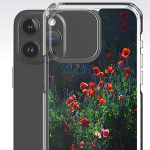 Custodia per iPhone California Poppy Wildflower, Custodia per telefono a fiori Papavero rosso, Custodia floreale scura per iPhone 15 14 Pro Max 13, Cover Boho Cottagecore