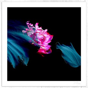 Pink Lotus Giclee Print: Impressionist Floral Wall Art