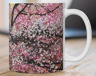 Peach Blossom Mug, Apricot Mug Pink 11oz/15oz, Cottagecore Mug, Spring Coffee Mug, Flowercore Mug Ceramic for Tea/Coffee