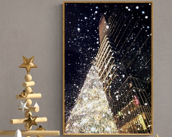 Christmas Tree Snow Skyscraper Printable Wall Art, Christmas Home Decor, Fine Art Photography, Photo Poster Print, Instant Digital Download