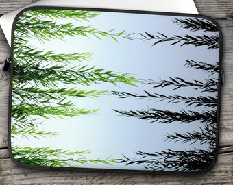 Willow Laptop Case Blue Green, Willow Leaf MacBook Sleeve, Nature-Inspired Art Neoprene Case for MacBook Air/Pro Dell Asus HP