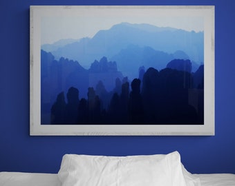 Real Pandora Floating Mountain Art Print 24x36, Minimalist Landscape Wall Art,Meditative Zen Decor,Abstract Poster Above Bed/Couch 60x90cm