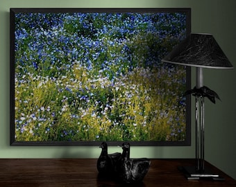 Forget Me Not Wildflower Wall Art Print, Blue Scorpion Grass Wall Decor, Floral Home Decor, Impressionist Flower Fine Art Photography Print