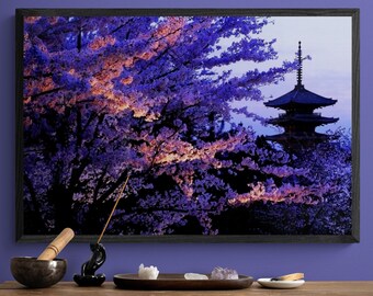 Póster de arte mural de flor de cerezo japonesa (24 x 36, 18 x 24 y 16 x 20), póster de anime japonés Sakura, decoración de habitación kawaii, regalo para amantes de Japón y fanáticos del anime.