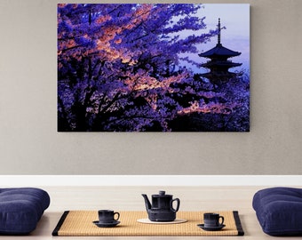 Kyoto Pagoda Original Wall Art Print, Japan Cherry Blossom Photo Print, Twilight Art Print, Japanese Sakura Fine Art Photography Unframed