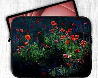 Red Poppy Wildflower iPad Case, Dark Floral Tablet Case for iPad Air Pro 11 12 9, iPad 10 9 Case, iPad 10th gen iPad 10 2 Case