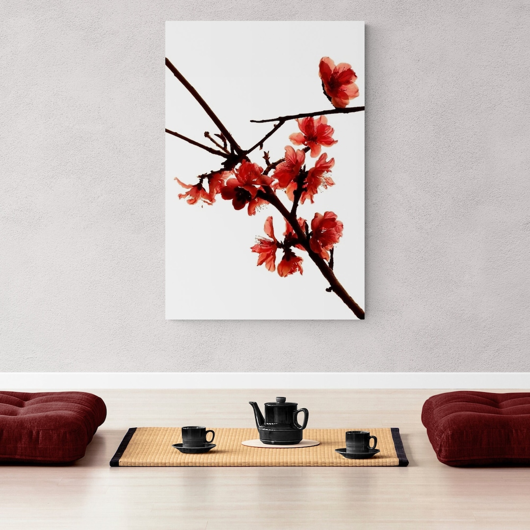 Japanese Spring Flower Wall Art Print 24x36 Peach Blossom Etsy