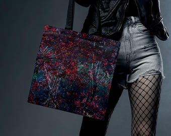 Dark Autumn Goth Tote Bag: Red and Black Gothic Tote, Baroque Vanitas Tote Bag, Witchy Bag Nature Tote, Dark Academia Bag, Gift for Goth