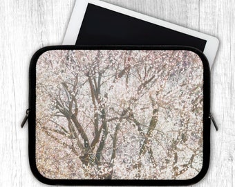 Blush Pink Floral iPad Case, Spring Blossom Snow Tablet Sleeve for for iPad Air Pro 11 12.9, Impressionist Plum Tree iPad Pouch Bag Cover