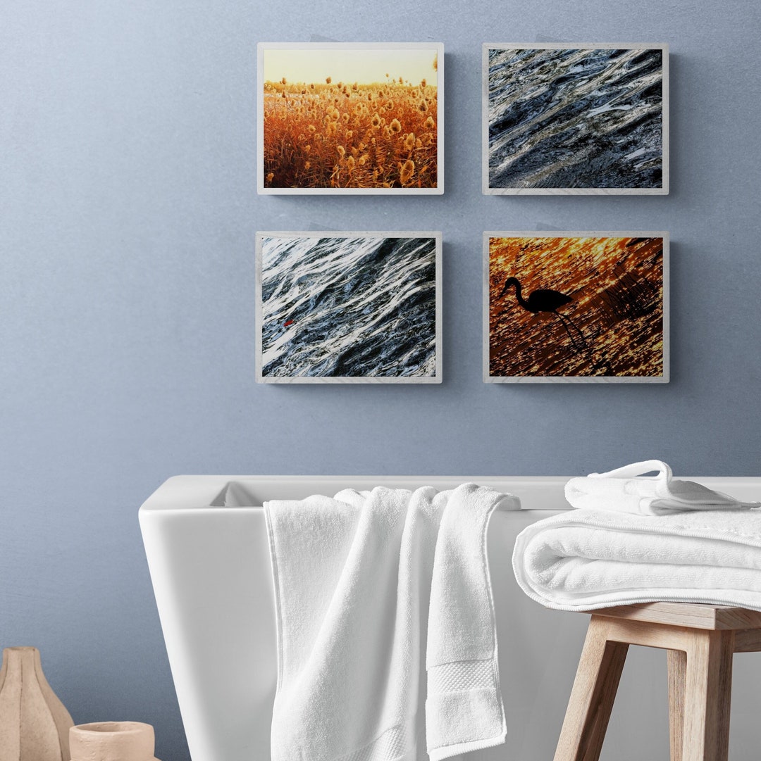 Coastal Gallery Wall Art Set of 4, Minimalist Lake House Wall Art