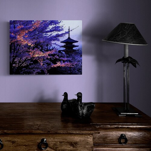 Japanese Sakura Cherry Blossom Wall Decor Canvas Cherry Etsy