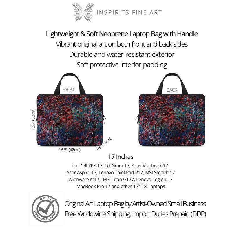 Bolso gótico para portátil de 17 pulgadas con asa, bolso Dark Academia para mujer, funda gótica para Dell, Lenovo, Thinkpad, HP, LG, MSI Titan, Alienware imagen 4