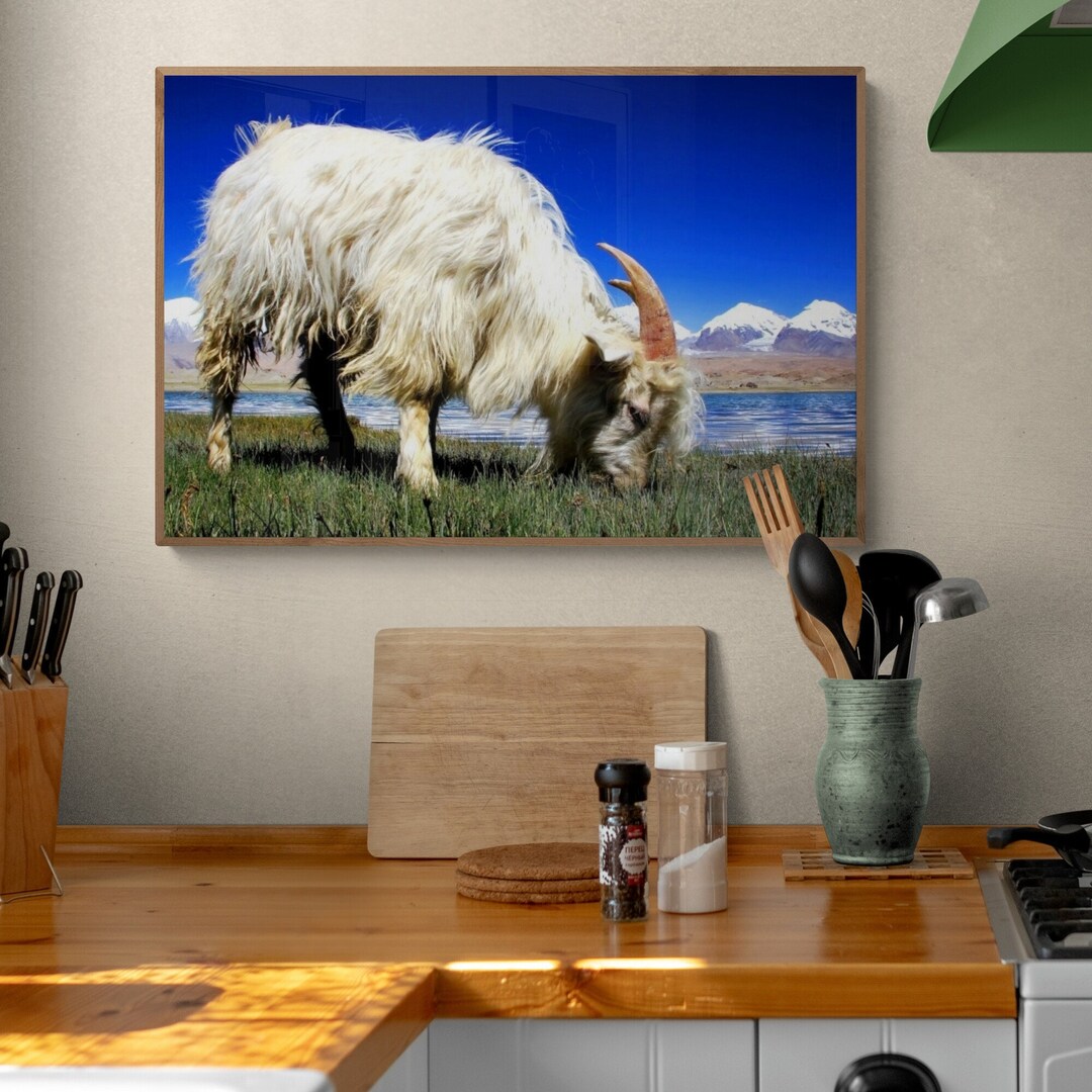 Mountain Goat Wall Art 24x36 for Kitchen Silk Road Pamir Lake Etsy