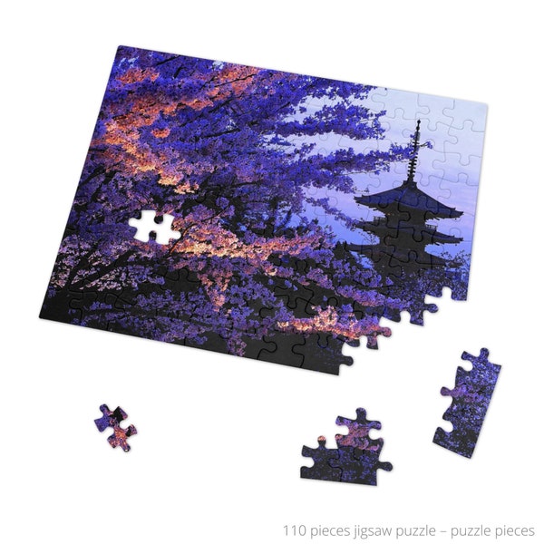 Cherry Blossom Japan Jigsaw Puzzle in Metal Gift Box, Kyoto Sakura Japanese Anime Puzzle, Gift for Japan Lover/Anime Fan, 252/500/1000 pcs
