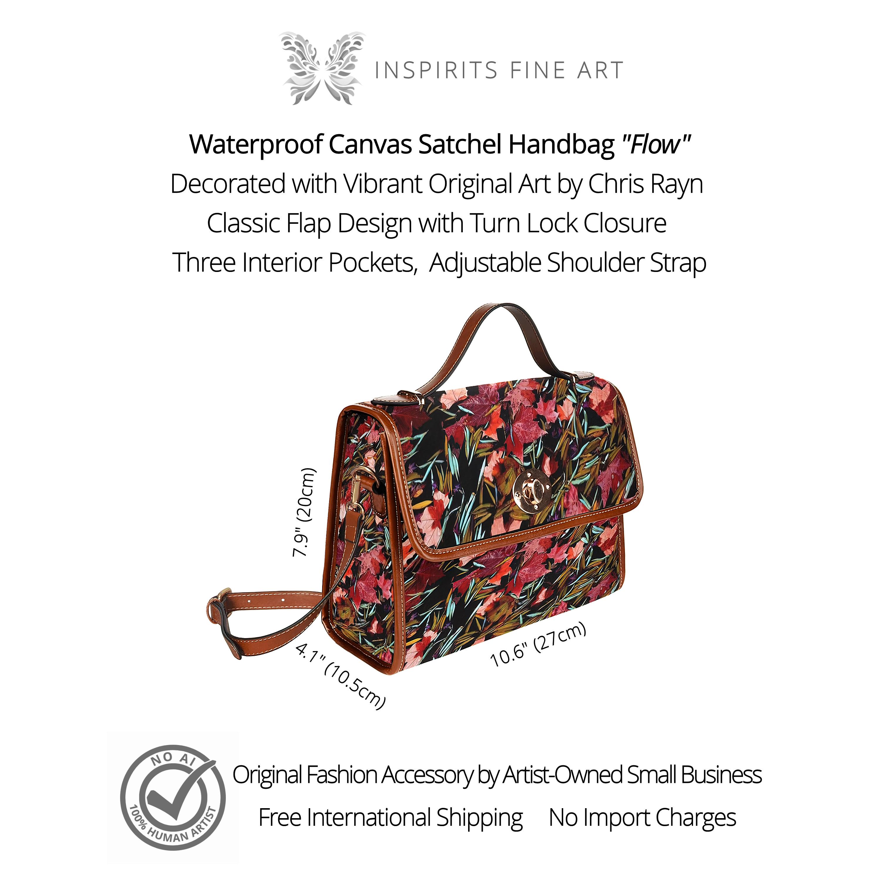 Chestnut Brown Fall Leaf Satchel Bag: Vintage Autumn Canvas Handbag ...