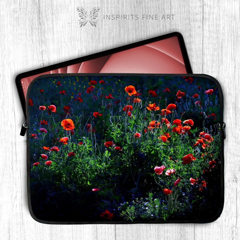 Red Poppy Wildflower iPad Case, Dark Floral Tablet Case for iPad Air Pro 11 12 9, iPad 10 9 Case, iPad 10th gen iPad 10 2 Case image 1