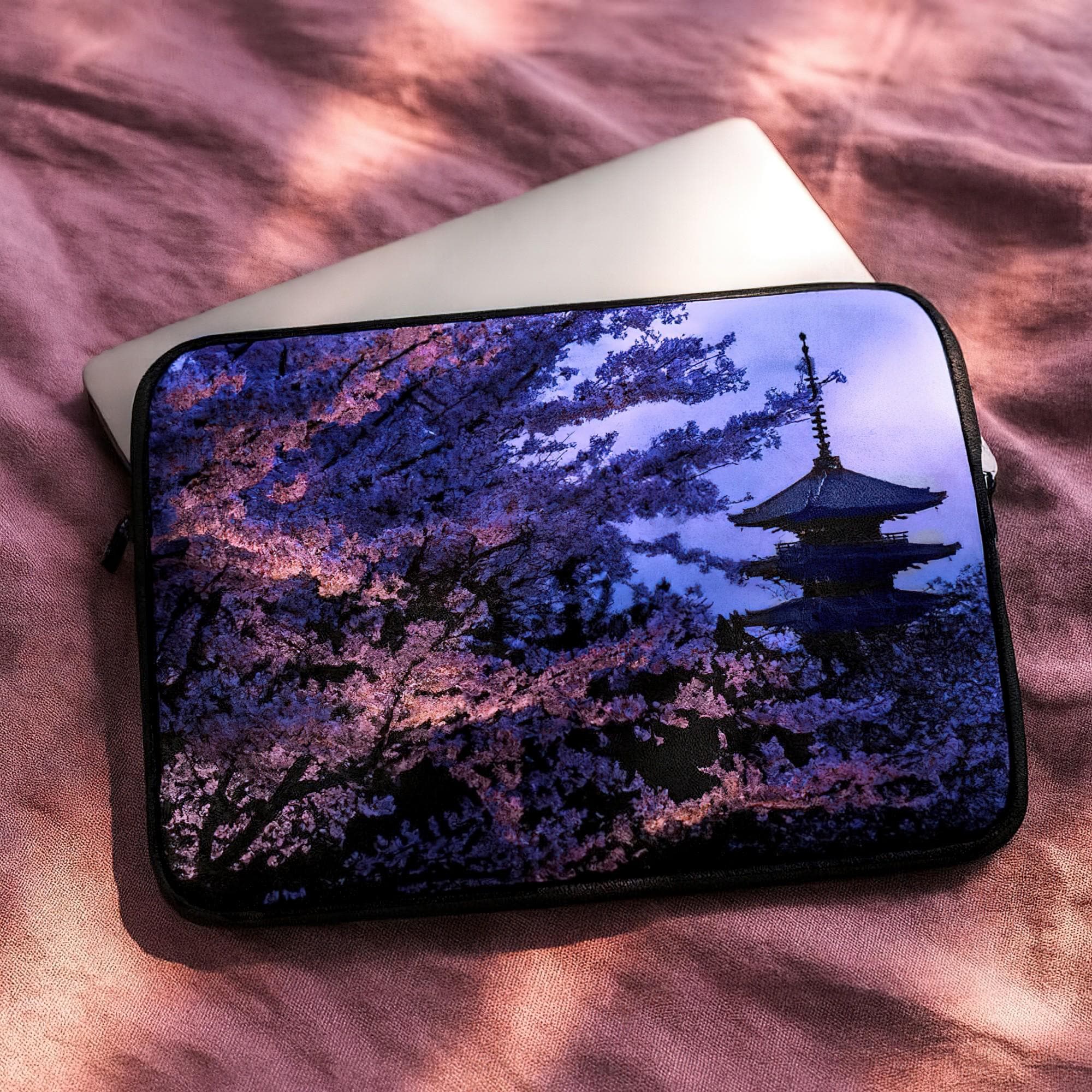 Japanese Computer Case Cherry Blossom Laptop Sleeve, Anime MacBook Case Kyoto Pagoda, Japanese ...