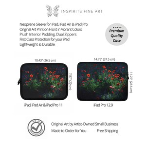 Red Poppy Wildflower iPad Case, Dark Floral Tablet Case for iPad Air Pro 11 12 9, iPad 10 9 Case, iPad 10th gen iPad 10 2 Case image 2