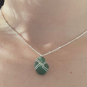 Genuine Light Teal Green Sea Glass Pendant