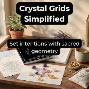 クリスタルグリッドガイド＆テンプレート｜印刷可能なワークブック｜神聖幾何学PDF｜クリスタル愛好家へのギフト