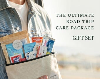 Road Trip Kit Gift Set | Travel Essentials Kit | Car Travel Care Package | Road Trip Survival Kit | Travel Gift for Her Him | Vacation Kit