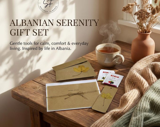 Tea and Leaf Print Gift Set – Nature-Inspired Comfort & Calm