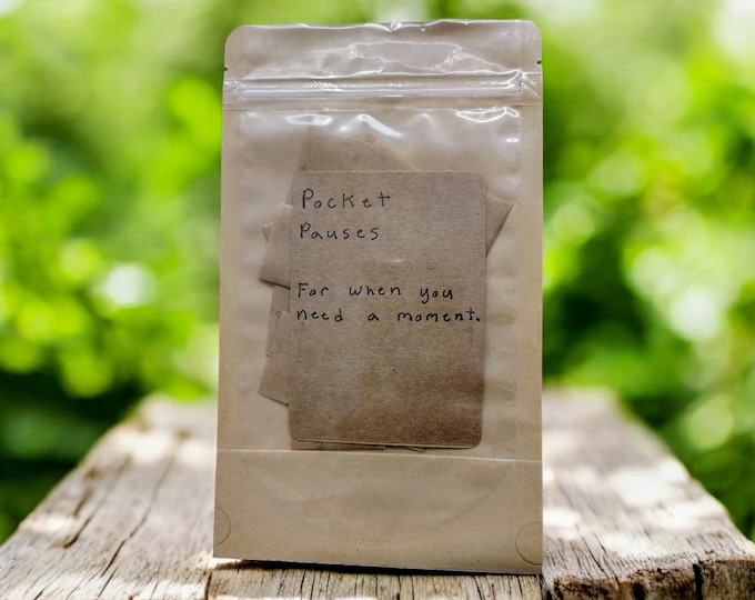 Pocket Pauses • Handwritten Calm Prompts • Slow Living Inspiration Notes • Kraft Self-Care Gift
