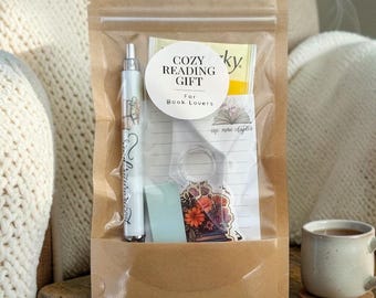 Cozy Reading Gift Kit for Book Lovers | Bookish Self Care Set w Tea, Pen, Notepad, Stickers | Reader Gift