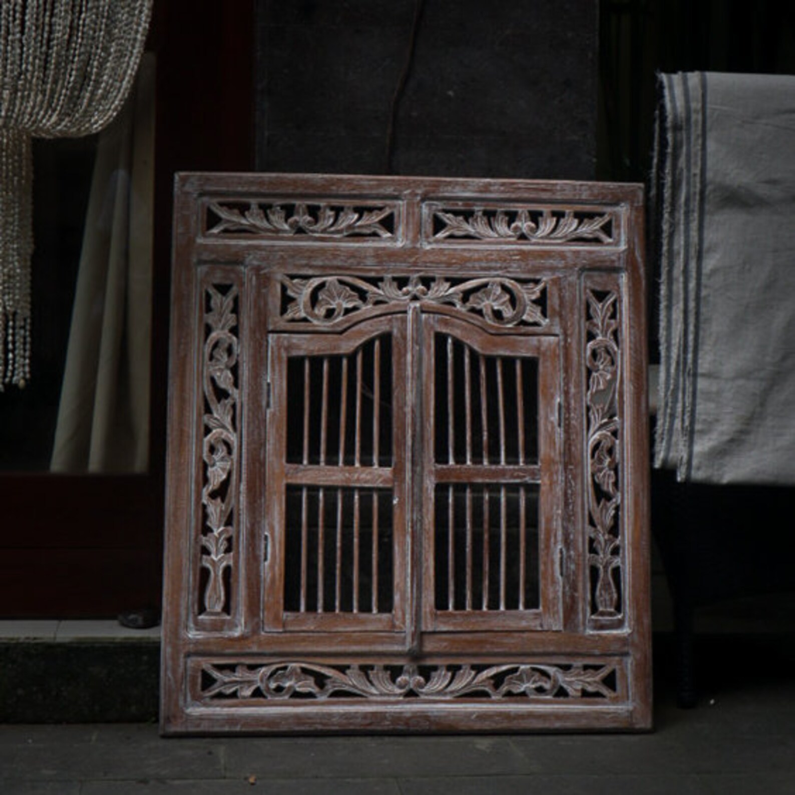Hand Carved Wood Window Frame Balinese Style Hand Carved Etsy