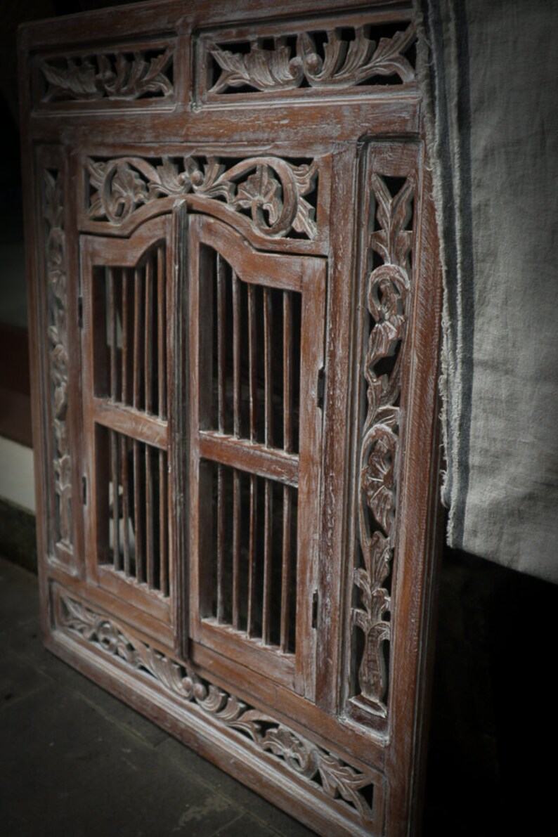 Hand Carved Wood Window Frame Balinese Style Hand Carved Etsy