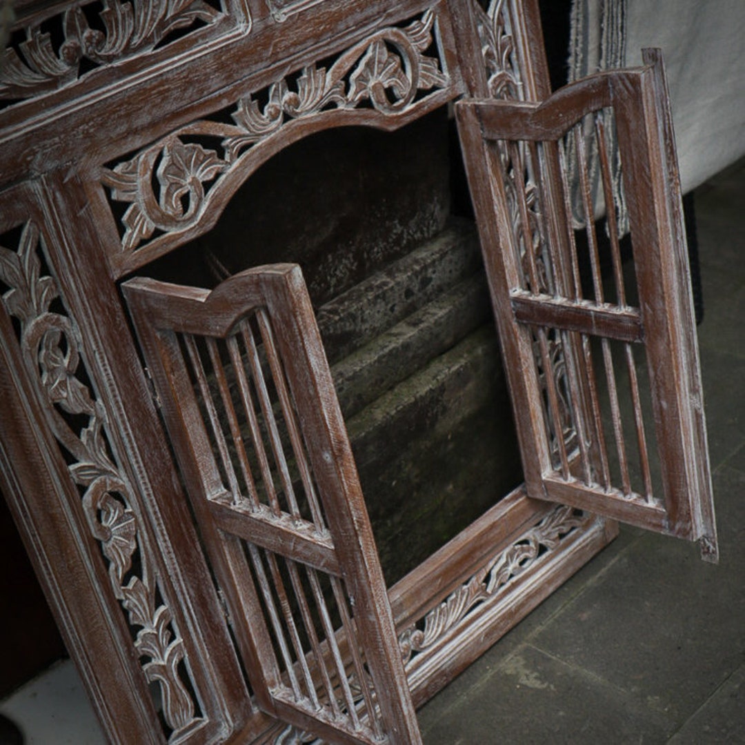 Hand Carved Wood Window Frame Balinese Style Hand Carved Etsy