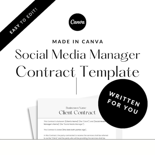 Social Media Manager Contract for Client Etsy