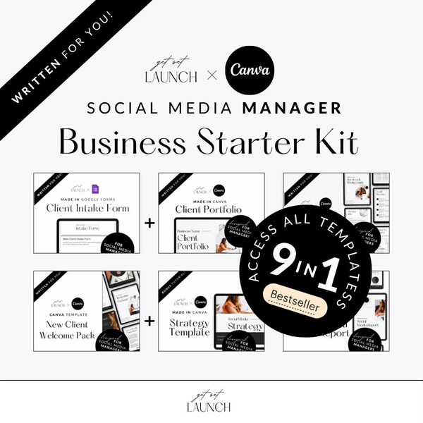 9 in 1 Social Media Manager Business Starter Kit CANVA Templates