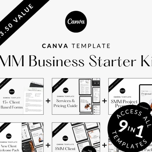 9 in 1 Social Media Manager Business Starter Kit CANVA Etsy