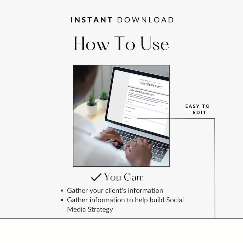 Social Media Manager Client Questionnaire Template Etsy