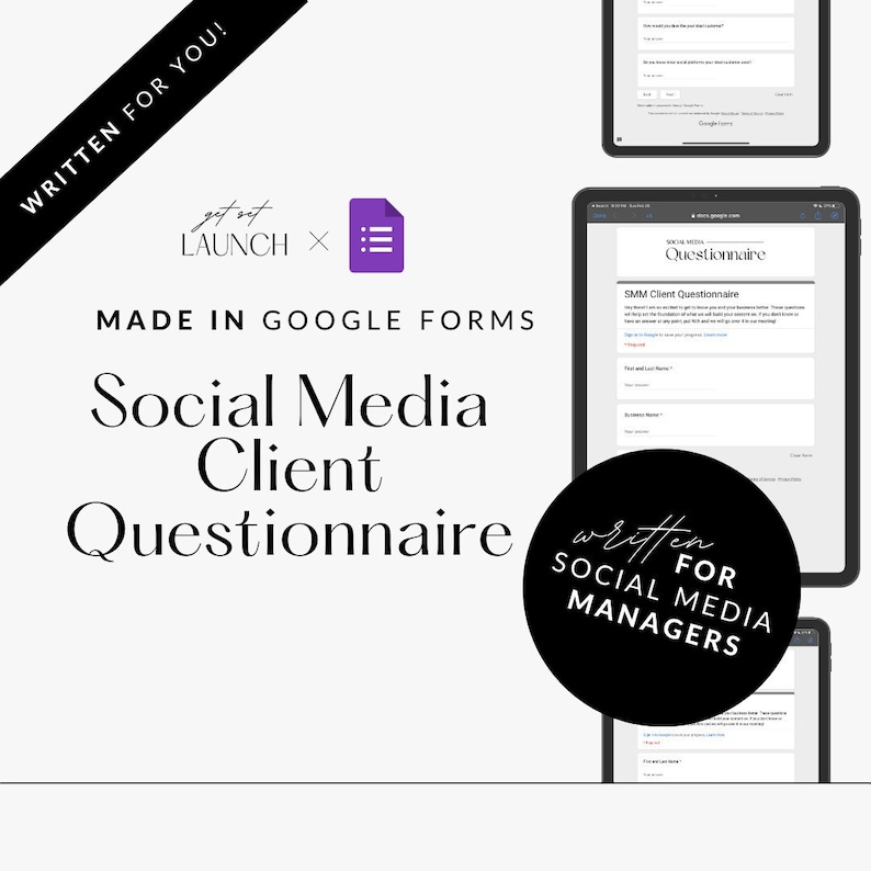 Social Media Manager Client Questionnaire Template Etsy