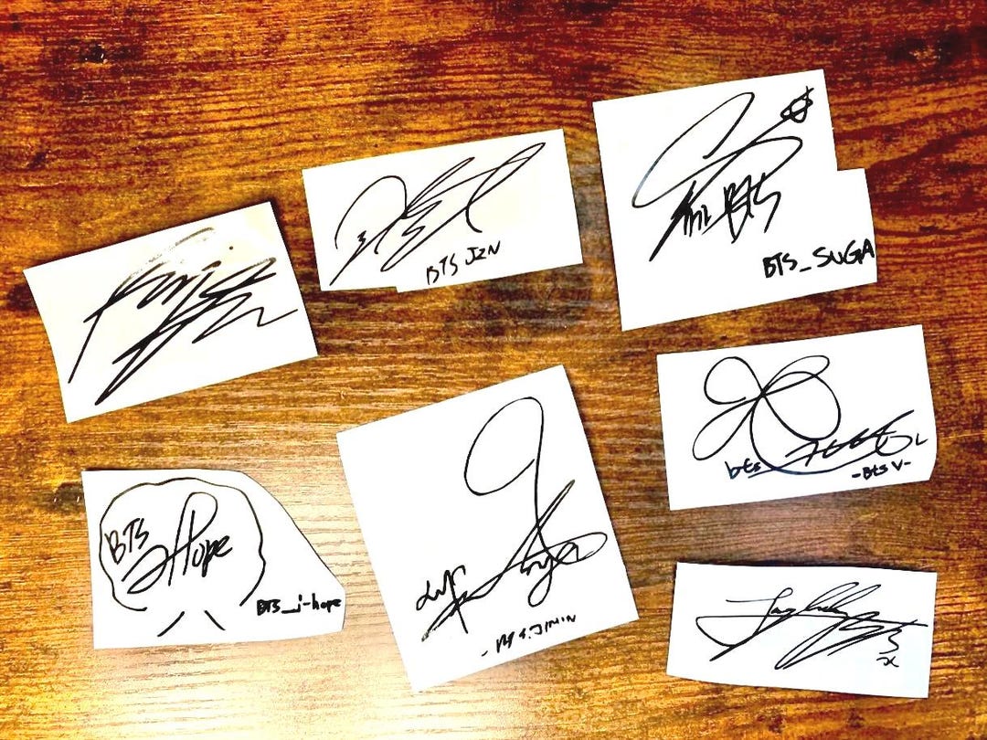 btsサイン直筆 BTS Autograph Inspired Decal Sticker|rm Jin Suga J Hope Jimin V