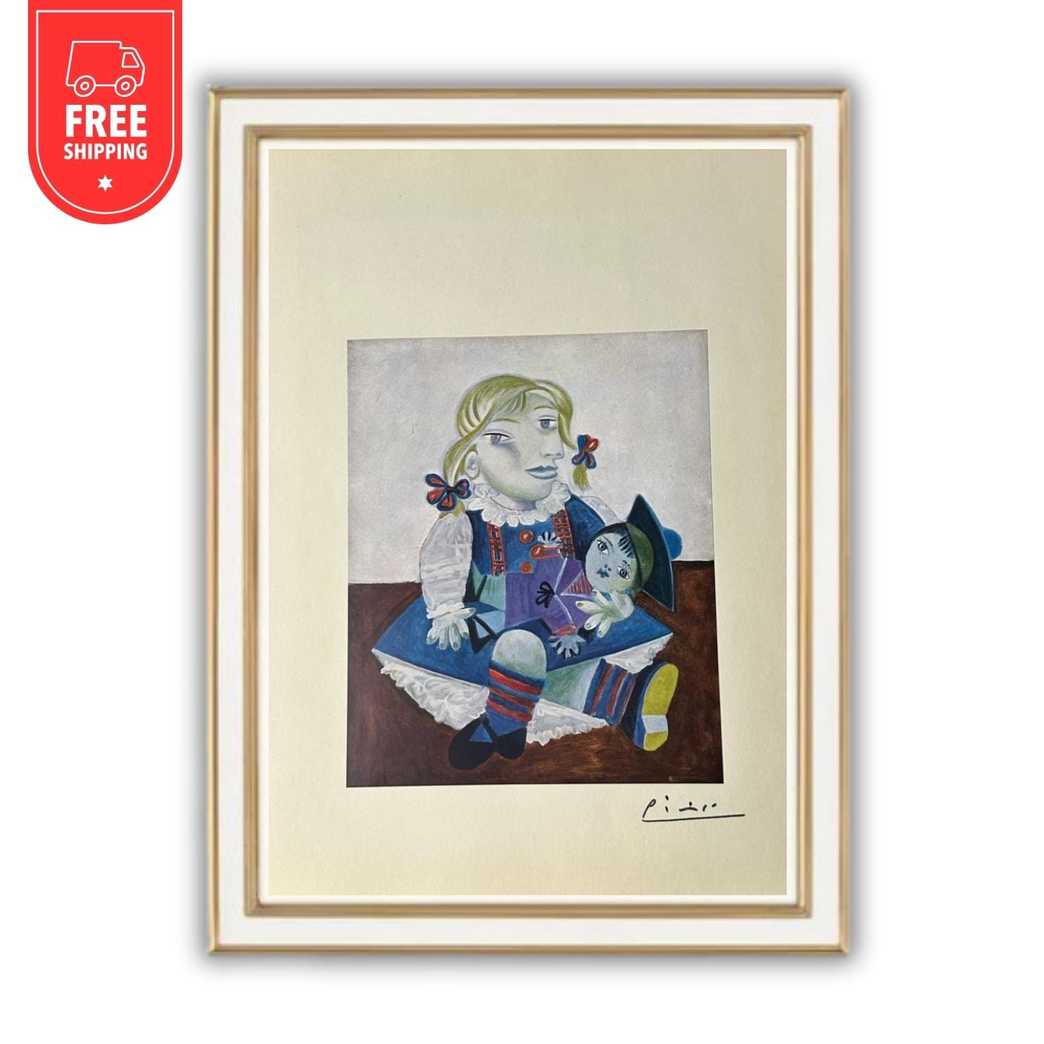 Pablo Picasso, Maia With Sailor Doll, 1938 - Original 1954 Hand Tipped  Color Plate Print - Facsimile Signed - Etsy, image size:1485x1485
